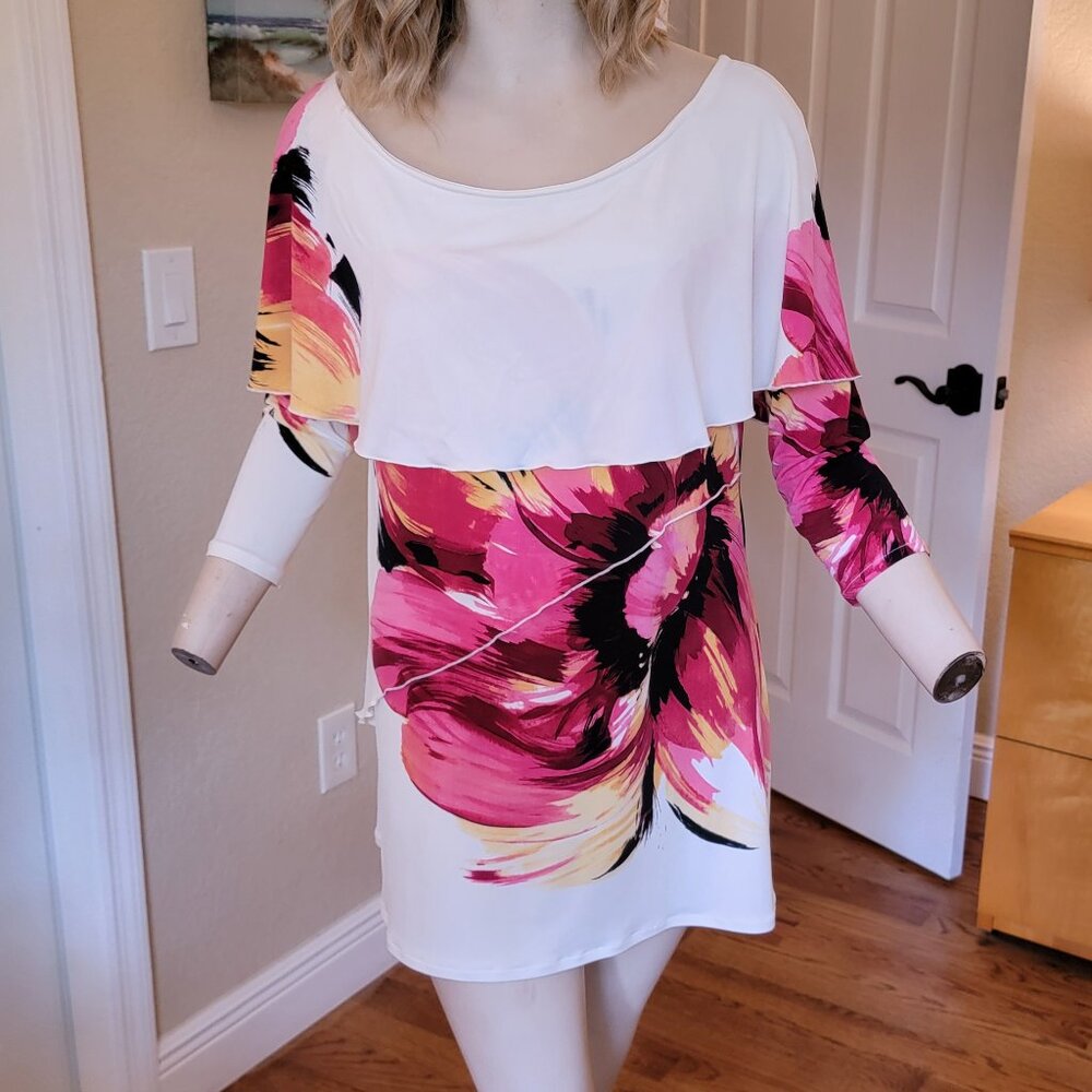 Designer Eva Varro Off Shoulder Tunic Top in Size M Medium EXC